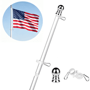 Tangle Free Spinning Flag Pole Aluminum 6FT Two Piece Design Durable, Rust Free & Wind Resistant Professional American Flagpole for House Estate, Garden and Commercial (Classic White)