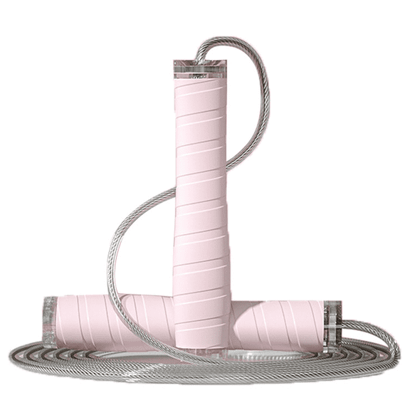Tangle-Free With Ball Bearing Speed Skipping Rope Cable, Adjustable , With Memory Foam Handles - Light pink