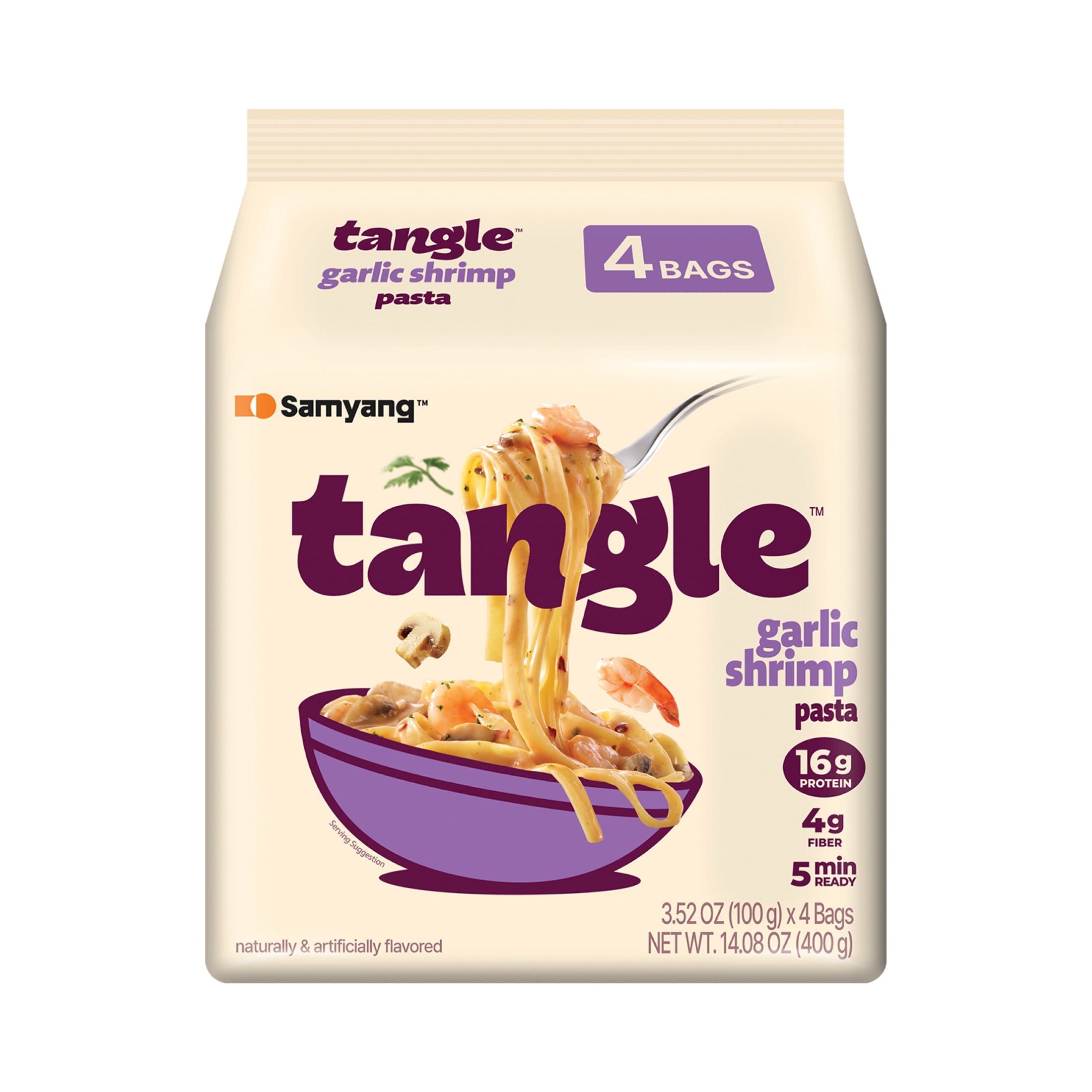 Tangle Garlic Shrimp Instant Pasta, 4 Pack, 3.52 oz Bags