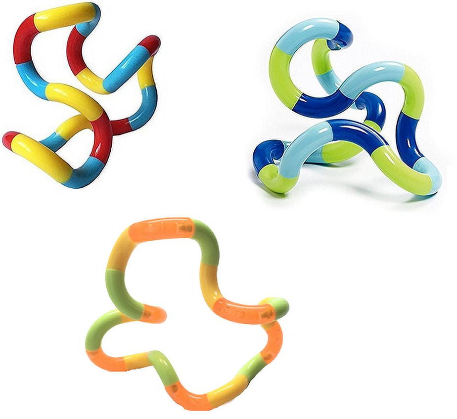 Tangle Jr. Classic Sensory Fidget Toy, Set of 3, Light Carnival, Blue Green, Yellow Orange