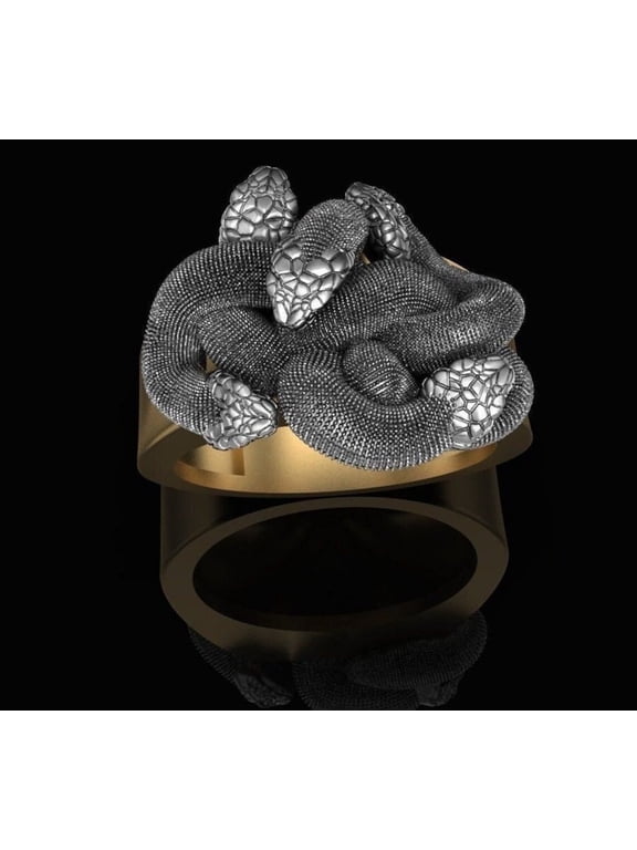Tangle of Snakes Ring, Goth Serpent Ring Sterling Silver Ouroboros Snake Ring