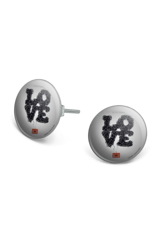 Tangled Cassette Tape All You Need is Love Novelty Silver Plated Stud Earrings