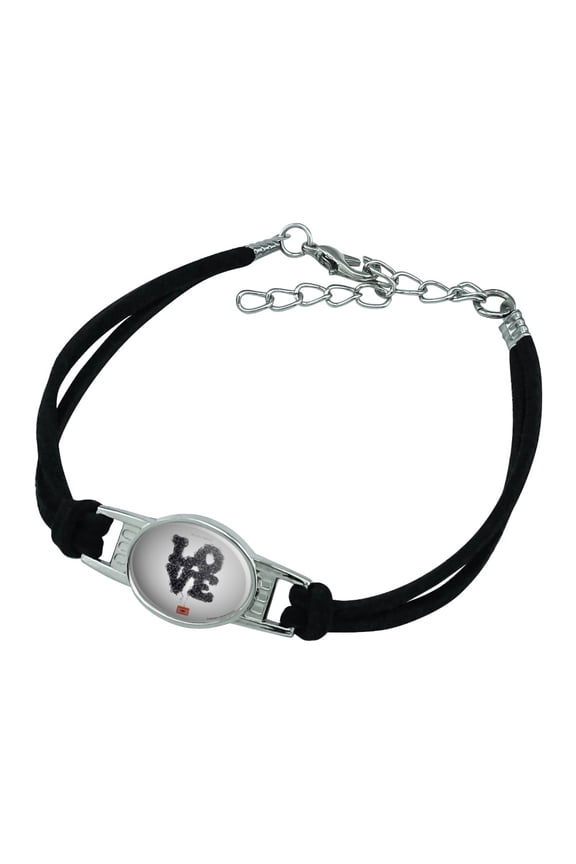Tangled Cassette Tape All You Need is Love Novelty Suede Leather Metal Bracelet