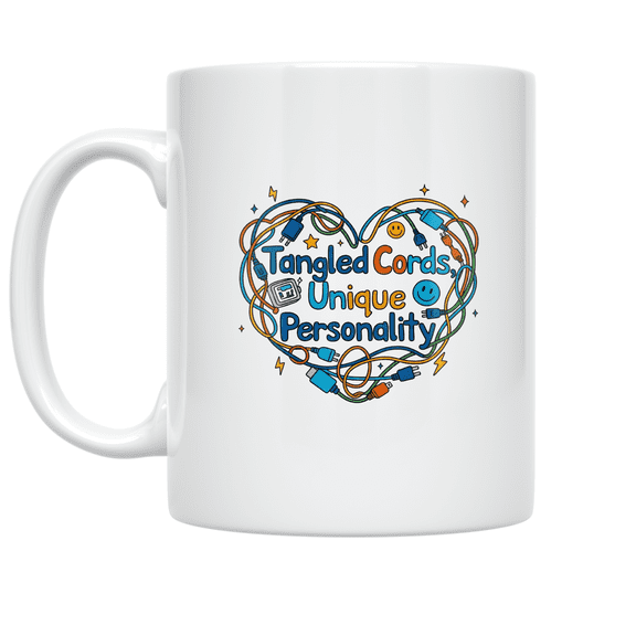 Tangled Cords Unique Personality - Tech Life Enthusiast - 11 oz Ceramic Coffee Mug