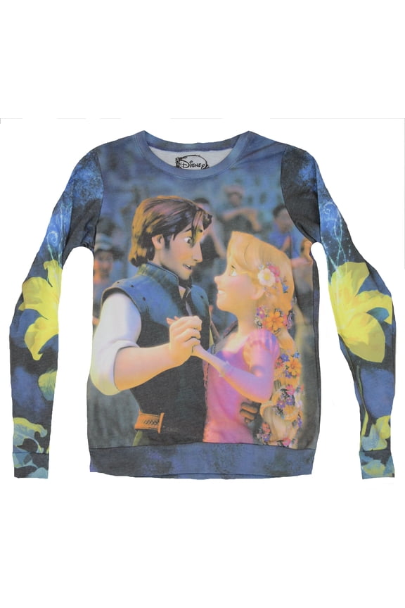 (Disney) Girls Juniors Sweatshirt - Dancing Duo All Over Image (X-Small)