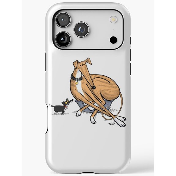 Tangled Greyhound and Dachshund Dog Walk Tough Phone Case, Polycarbonate and TPU, for Select iPhone Models