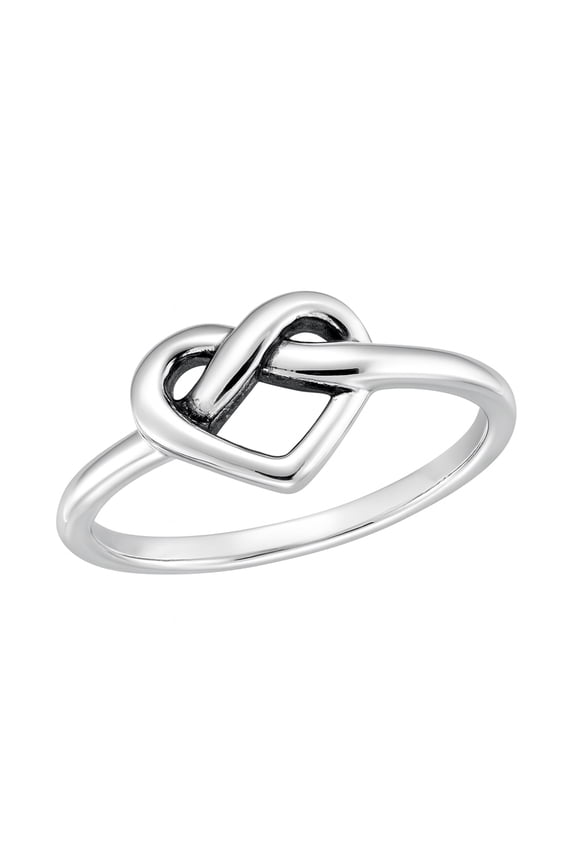 Tangled Infinity Heart Knot Sterling Silver Band Ring-8