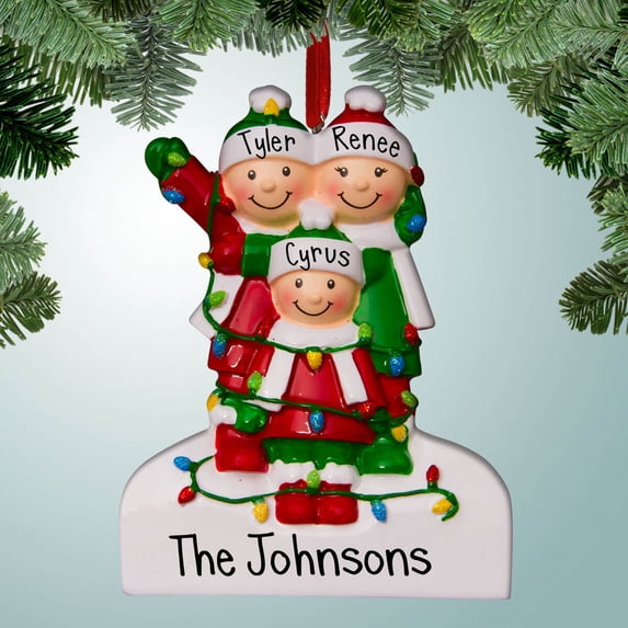 Tangled Lights Family - 3 - Personalized Christmas Ornament - Wrapped by Tree Decorations - Decorating - Tree Decoration - Great Gift Ideas