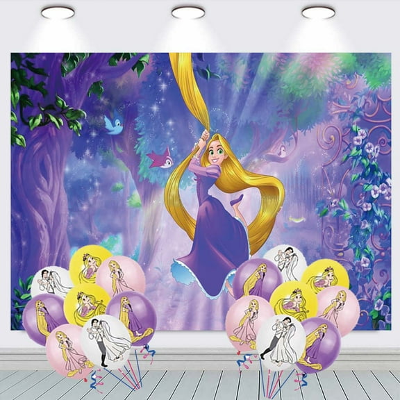 Tangled Long Hair Banner Wall Decor Party Decorations Balloons Taspestry Backdrop Background Poster Decor Supplies
