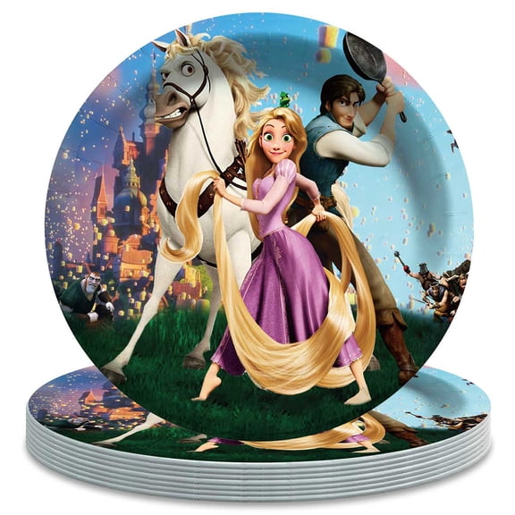 Tangled Long Hair Themed Birthday Disposable Tableware - 7 Inch Paper Plates Party Supply Decorations