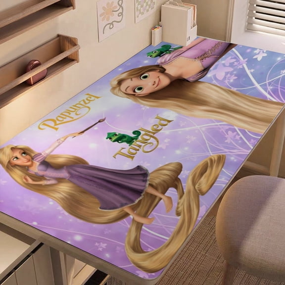 Tangled Long Hair-themed extra-large Non-Slip Base leather Desk Table mat—versatile for computer desks, dining tables, and more.12"x24"(30X60cm)
