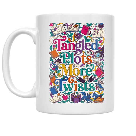 Tangled Plots More Twists - Storytelling Enthusiast - 11 oz Ceramic Coffee Mug