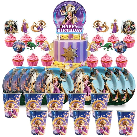 Tangled Princess Birthday Cups Party Supplies Plates Decorations Cake Topper Decor