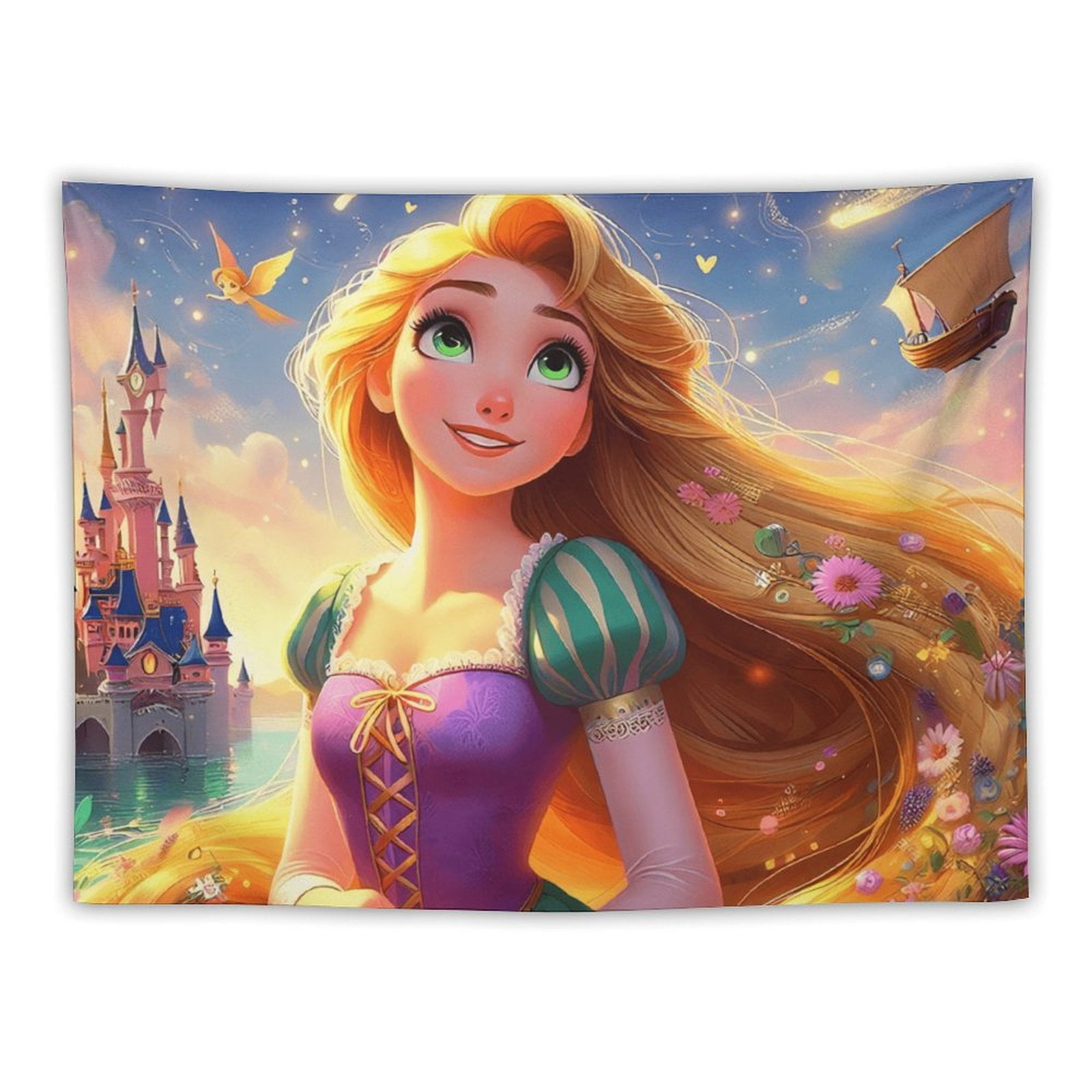 Tangled Rapunzel Cartoon Anime Tapestry Wall Hanging Room Art Home Decoration Gift Bedroom Decor ...