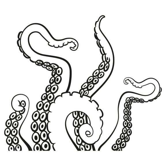 Tangled Sea Creature Art for Bedroom Wall Decoration - Tentacles From Octopus Black and White Artwork Design for Living Room Vinyl Wall Decal - 20" x 18"