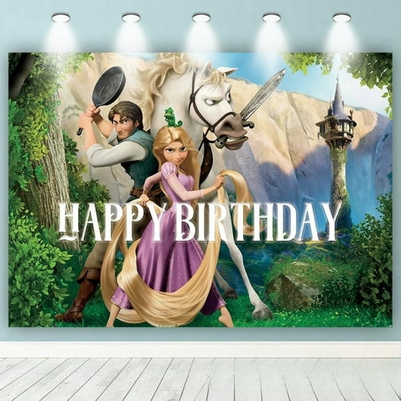 Tangled Theme Birthday Flag Background Banner Children's Party Decoration supplies Photography Photo Prop ,70.8x43.3inch.