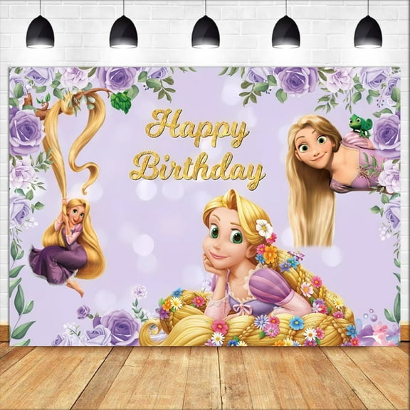 Tangled Theme Birthday Flag Background Banner Children's Party Decoration supplies Photography Photo Prop ,70.8x43.3inch.