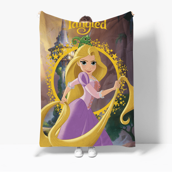 Tangled Throw Blanket, Cartoon Princess Tangled Blanket Soft Cozy Flannel Cute Princess Blanket for Bedding Features （50 * 60 Inch）