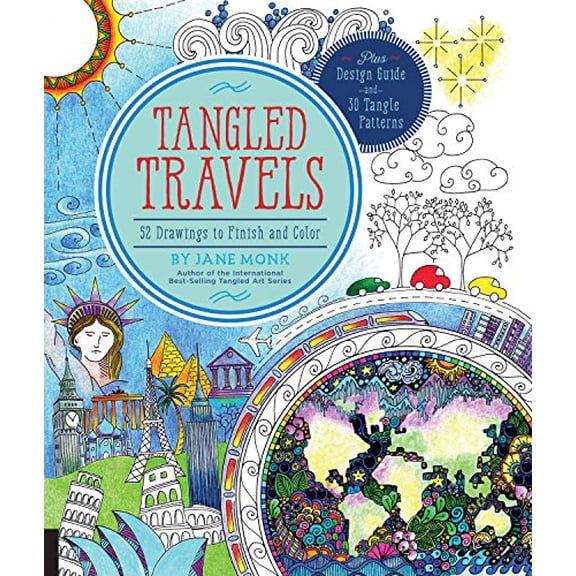 Pre-Owned Tangled Travels: 52 Drawings to Finish and Color (Tangled Color and Draw) Paperback