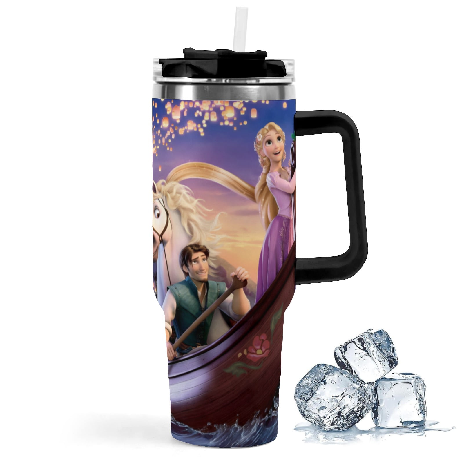 Tangled car cup has an iconic print, is durable with insulation, and ...