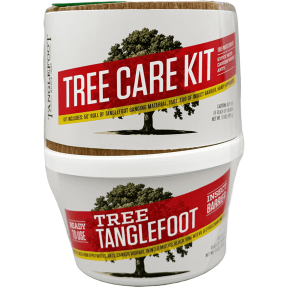 Tanglefoot Tree Care Kit Sticky Tree Wrap & Applicator | Non-Toxic Outdoor Barrier for Crawling Insects | Includes 15oz Tree Tanglefoot, 3"x50' Tree Wrap & Applicator Tool