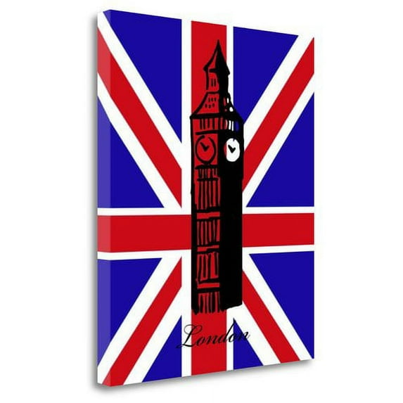 Tangletown Art, 20 x 16 "Big Ben Flag " by Anna Quach, Gallery Wrap Canvas Art p
