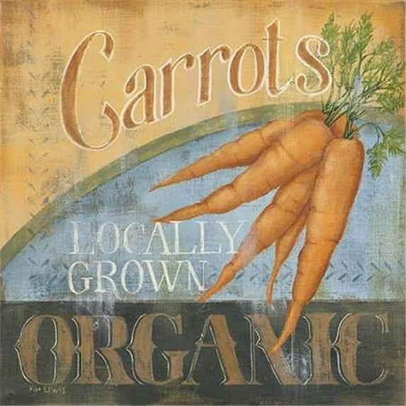 Tangletown Art, 23 x 23 "Carrots " by Kim Lewis, Gallery Wrap Canvas Art printed