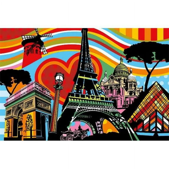 Tangletown Art, 24 x 16 "Paris lamour " by Lobo, Gallery Wrap Canvas Art printed