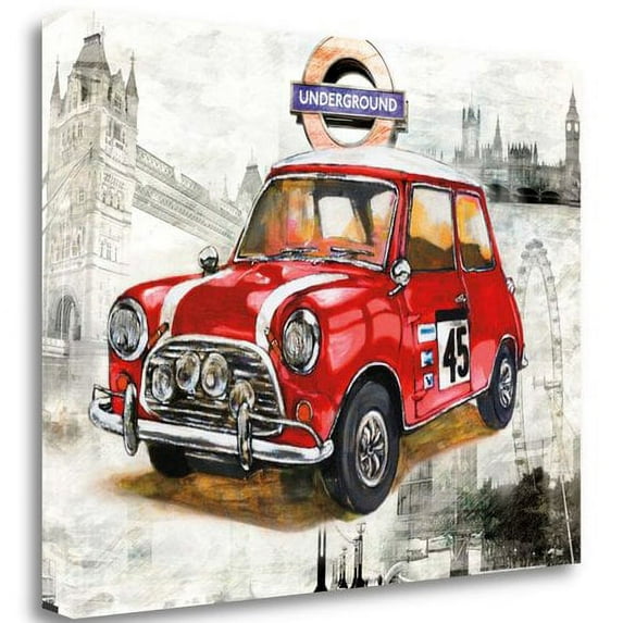 Tangletown Art, 24 x 18 "British Car " by Bresso Sola, Gallery Wrap Canvas Art p