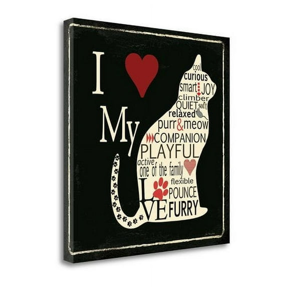 Tangletown Art, 24 x 24 "I Love My Cat " by Jo Moulton, Gallery Wrap Canvas Art