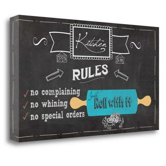 Tangletown Art, 36 x 20 "Kitchen Rules " by Jo Moulton, Gallery Wrap Canvas Art