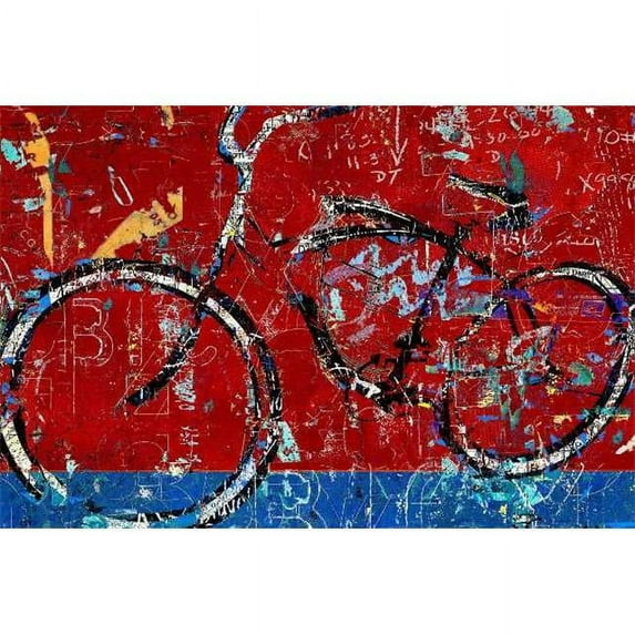 Tangletown Art, 40 x 26 "Red Graffiti Bike " by Daryl Thetford, Gallery Wrap Can