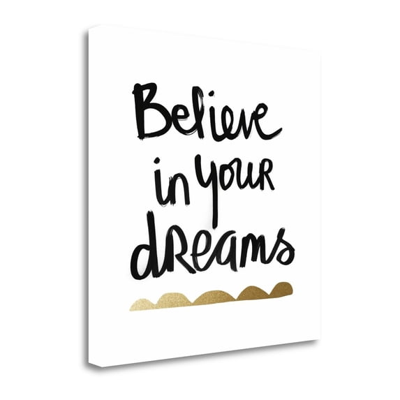 Tangletown Fine Art 'Believe - White and Gold' Textual Art on Canvas