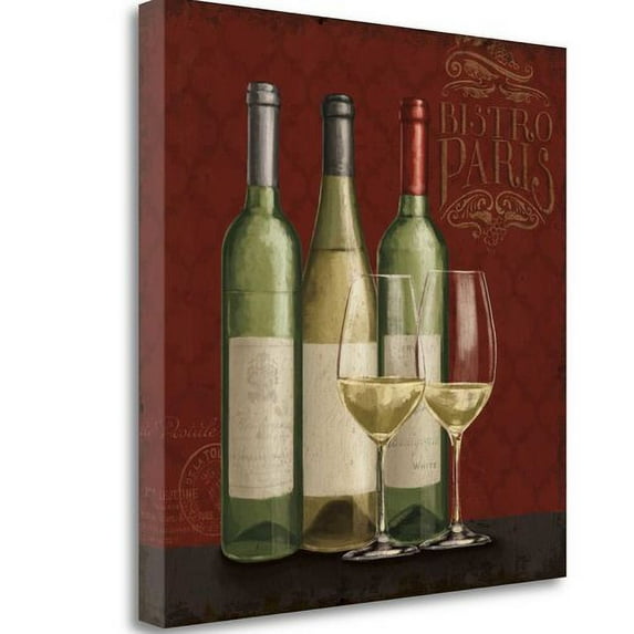 Tangletown Fine Art 'Bistro Paris White Wine v.2' Print on Wrapped Canvas