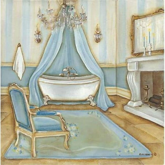Tangletown Fine Art Blue Bath by Kim Lewis Poster Frame - 25 x 25 x 1.5 in.