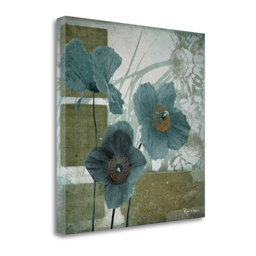 Tangletown Fine Art Cerulean Poppies I by Robert Lacie Poster Frame - 25 x 25 x 1.5 in.