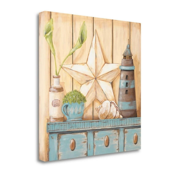 26" x 26" Coastal Cupboard I By Jo Moulton - Print on Canvas Fabric Multi-Color