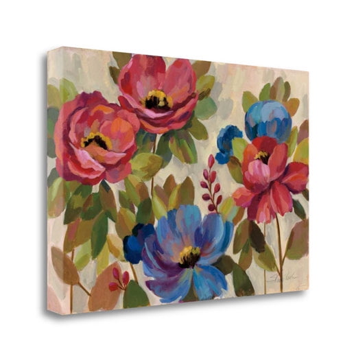 Tangletown Fine Art 'Coral and Blue Flowers' Print on Canvas