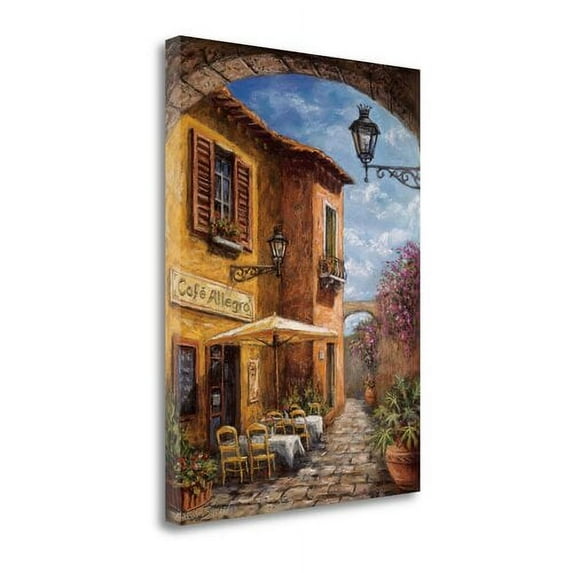 Tangletown Fine Art Courtyard Cafe by Malcolm Surridge Poster Frame - 47 x 35 x 1.5 in.