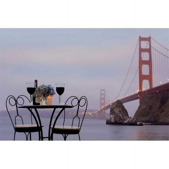 Tangletown Fine Art 'Dream Cafe Golden Gate Bridge - 37' Photographic Print on Wrapped Canvas
