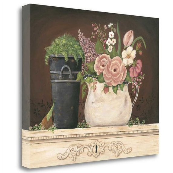 Tangletown Fine Art 'Floral with Black Bucket' Print on Canvas