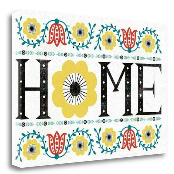 Tangletown Fine Art 'Folk Lodge Home V2 Teal' Textual Art on Canvas