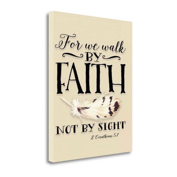 Tangletown Fine Art 'For We Walk Feather' Textual Art on Canvas