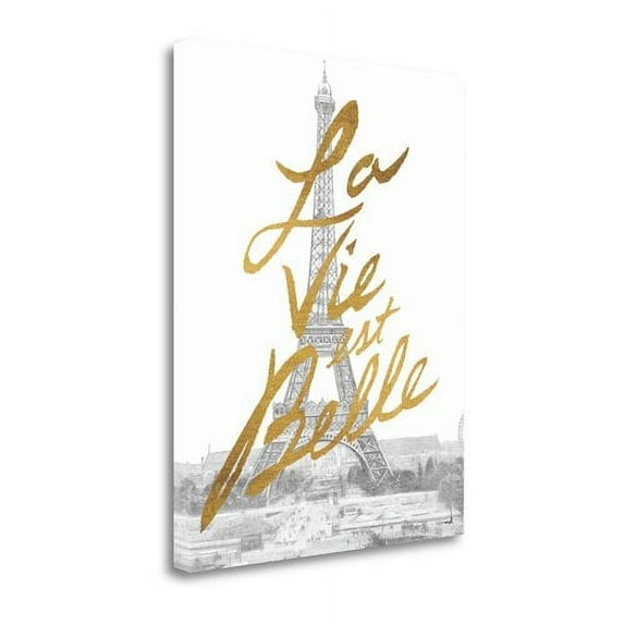Tangletown Fine Art 'Gilded Paris' by Moira Chocolate Textual Art on Wrapped Canvas