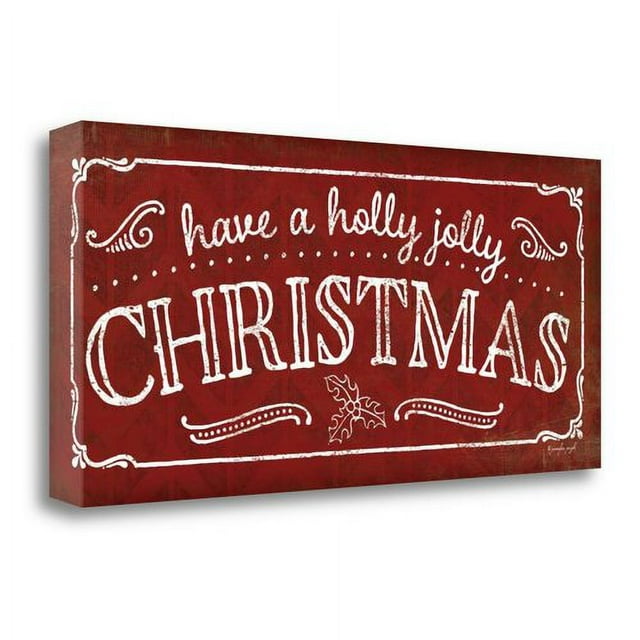 Tangletown Fine Art 'Holly Jolly Christmas' by Jennifer Pugh Textual Art on Wrapped Canvas