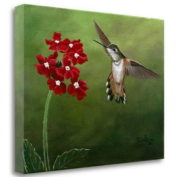 Tangletown Fine Art 'Hummer and Red Flowers' Print on Canvas