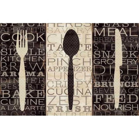 Tangletown Fine Art Kitchen Words Trio by Pela Studio Poster Frame - 23 x 34 x 1.5 in.
