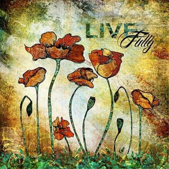 Tangletown Fine Art Live Fully by Sally Barlow Poster Frame - 19 x 19 x 1.5 in.