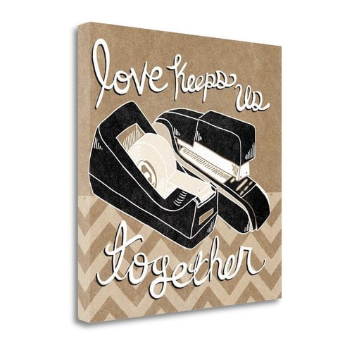 Tangletown Fine Art 'Love Keeps Us Toge ther Taupe' Graphic Art Print on Canvas
