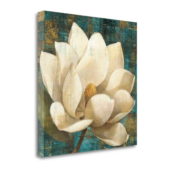 35x35 Magnolia Blossom Turquoise By Albena Hristova on Canvas Fabric Multi-Color